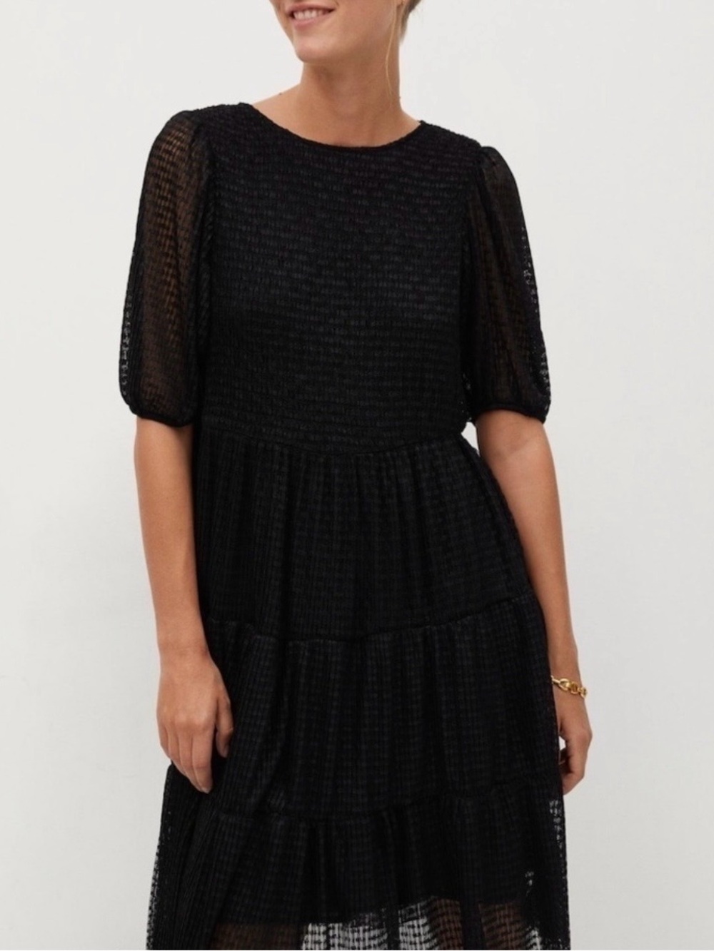 Mango Black textured little black dress